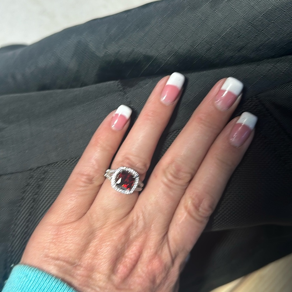 Gorgeous 18k plated garnet gemstone ring